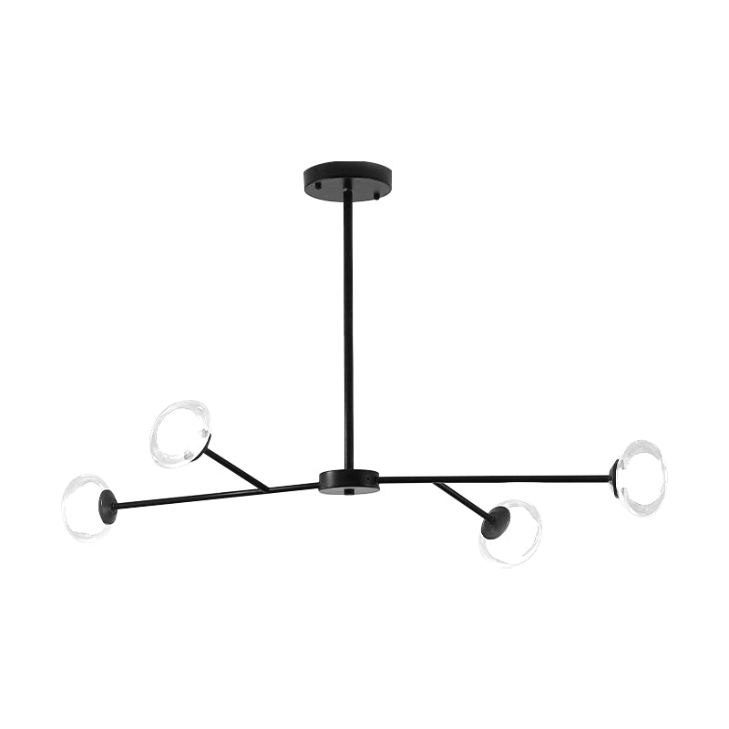 4 Lights Branch Pendant Lighting Simple Style Metallic Chandelier in Black for Kitchen Bedroom Clearhalo 'Ceiling Lights' 'Chandeliers' 'Modern Chandeliers' 'Modern' Lighting' 189005