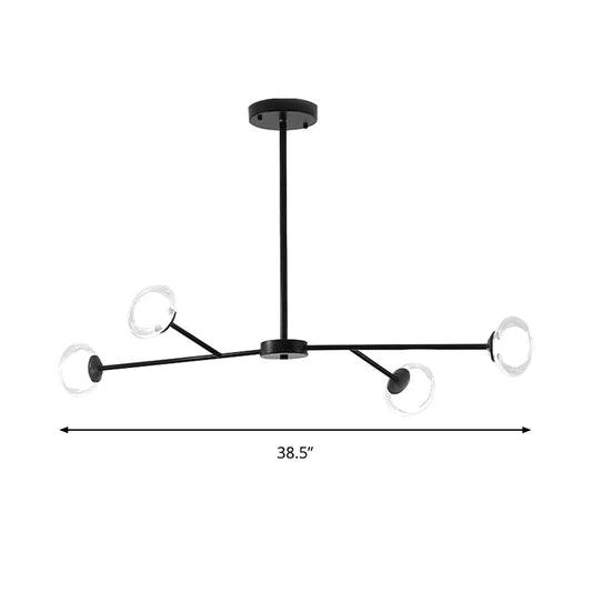 4 Lights Branch Pendant Lighting Simple Style Metallic Chandelier in Black for Kitchen Bedroom Clearhalo 'Ceiling Lights' 'Chandeliers' 'Modern Chandeliers' 'Modern' Lighting' 189006