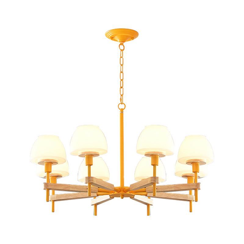 Kids Urn Shade Hanging Lamp Metal & Glass 6 Lights Chandelier for Child Bedroom Clearhalo 'Ceiling Lights' 'Chandeliers' Lighting' options 189022