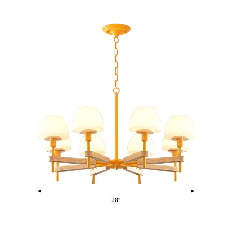 Kids Urn Shade Hanging Lamp Metal & Glass 6 Lights Chandelier for Child Bedroom Clearhalo 'Ceiling Lights' 'Chandeliers' Lighting' options 189023