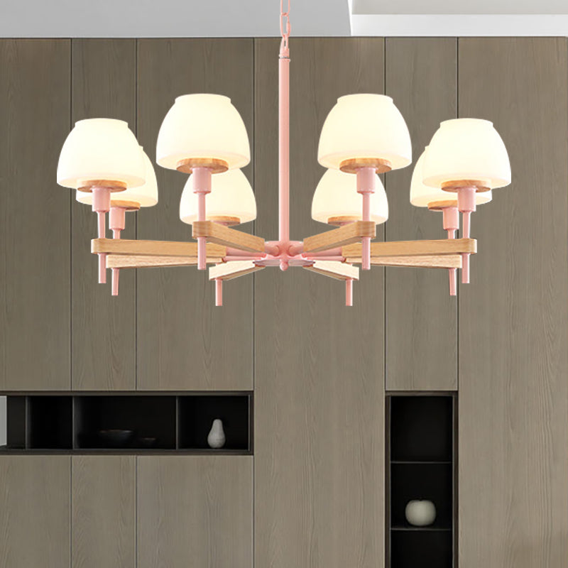 Kids Urn Shade Hanging Lamp Metal & Glass 6 Lights Chandelier for Child Bedroom Clearhalo 'Ceiling Lights' 'Chandeliers' Lighting' options 189027