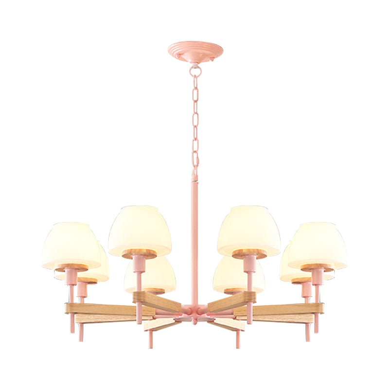 Kids Urn Shade Hanging Lamp Metal & Glass 6 Lights Chandelier for Child Bedroom Clearhalo 'Ceiling Lights' 'Chandeliers' Lighting' options 189029