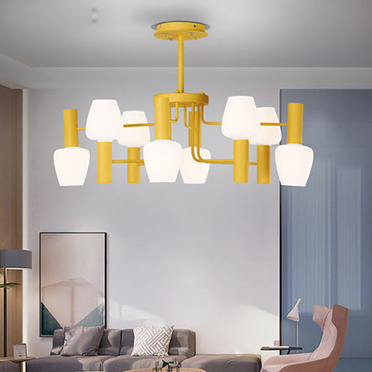 Undertint Bud Shaped Ceiling Pendant 8 Bulbs Macaron Loft Milk Glass Chandelier Clearhalo 'Ceiling Lights' 'Chandeliers' Lighting' options 189034