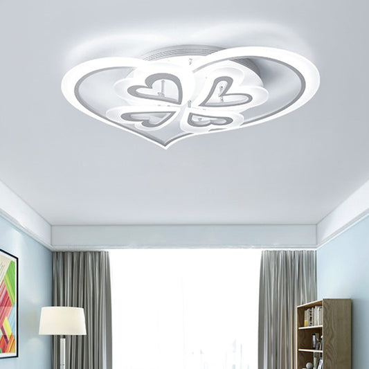 Romantic Heart Ceiling Mount Light Acrylic Flush Light in White for Adult Child Bedroom White Clearhalo 'Ceiling Lights' 'Close To Ceiling Lights' 'Close to ceiling' 'Flush mount' Lighting' 189041