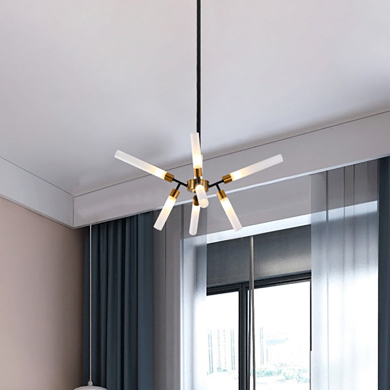 Contemporary Spark Shape Hanging Light 8 Lights Metal Chandelier for Bedroom Cloth Shop Black Clearhalo 'Ceiling Lights' 'Chandeliers' 'Modern Chandeliers' 'Modern' Lighting' 189047