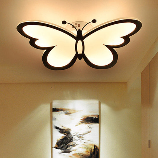 Creative Black Flush Mount Light with Butterfly Acrylic Ceiling Light for Girls Bedroom Black Clearhalo 'Ceiling Lights' 'Close To Ceiling Lights' 'Close to ceiling' 'Flush mount' Lighting' 189059