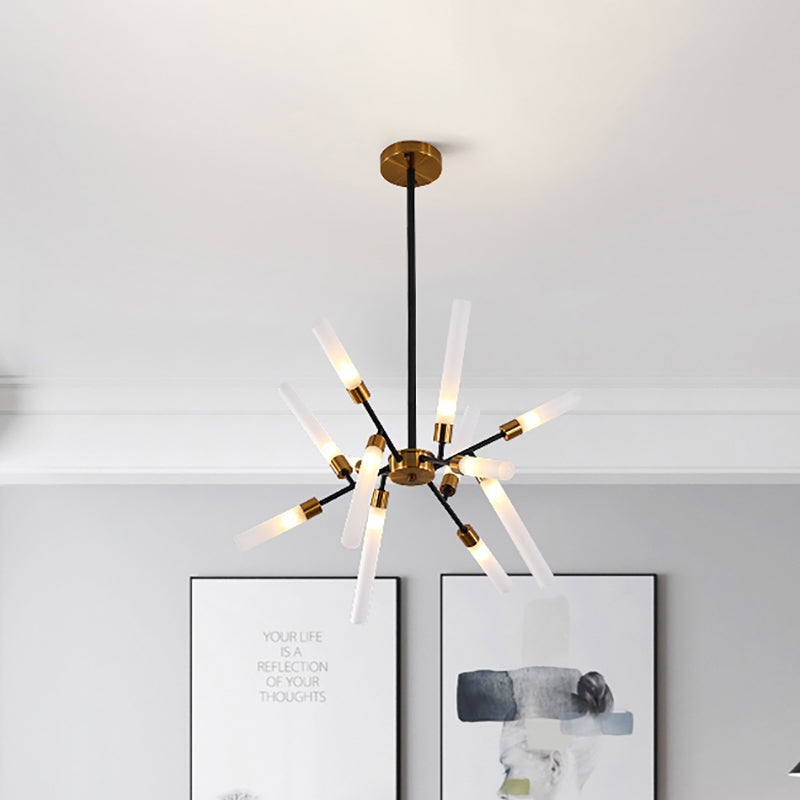 Modern Stylish Spark Chandelier Metal 12/16-Head Suspension Light for Dining Table Stair 12 Black Clearhalo 'Ceiling Lights' 'Chandeliers' 'Modern Chandeliers' 'Modern' Lighting' 189084