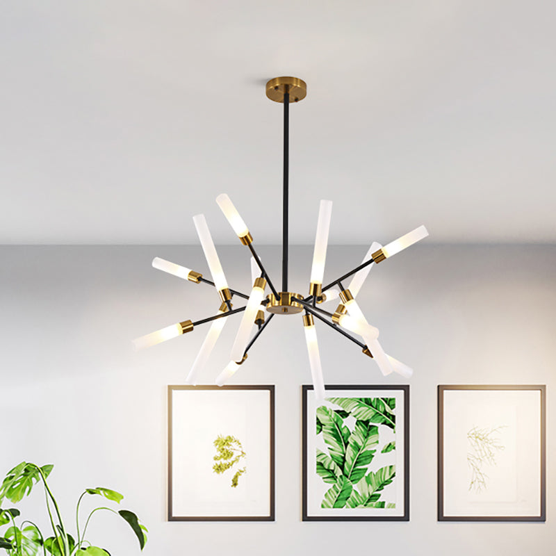 Modern Stylish Spark Chandelier Metal 12/16-Head Suspension Light for Dining Table Stair 16 Black Clearhalo 'Ceiling Lights' 'Chandeliers' 'Modern Chandeliers' 'Modern' Lighting' 189091