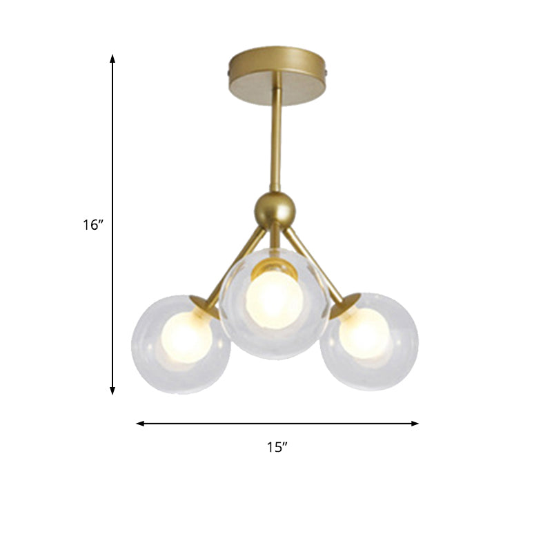 Modern Style Modo Chandelier 3 Lights Metal Flush Mount Light for Kid Bedroom Restaurant Clearhalo 'Ceiling Lights' 'Chandeliers' 'Modern Chandeliers' 'Modern' Lighting' 189111