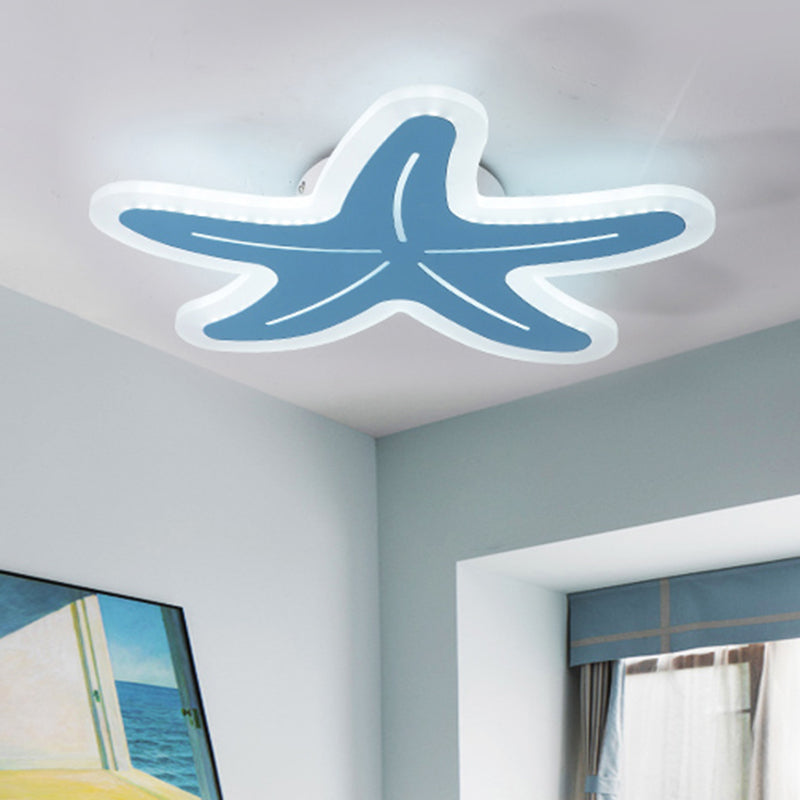 Acrylic Starfish Ceiling Mount Light Boys Girls Bedroom Nordic Style Undertint Ceiling Fixture Clearhalo 'Ceiling Lights' 'Close To Ceiling Lights' 'Close to ceiling' 'Flush mount' Lighting' 189114