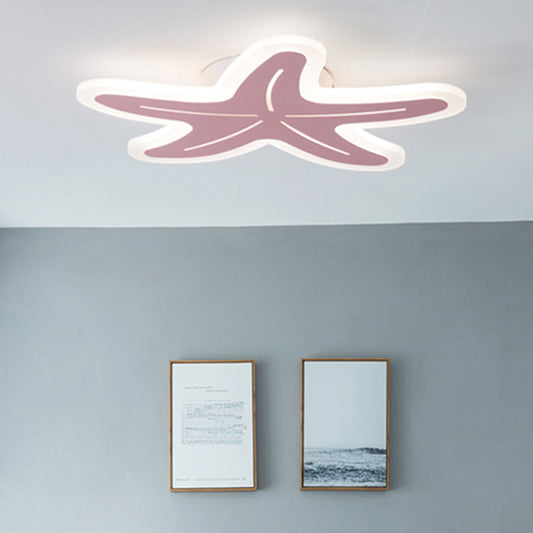 Acrylic Starfish Ceiling Mount Light Boys Girls Bedroom Nordic Style Undertint Ceiling Fixture Pink Clearhalo 'Ceiling Lights' 'Close To Ceiling Lights' 'Close to ceiling' 'Flush mount' Lighting' 189116