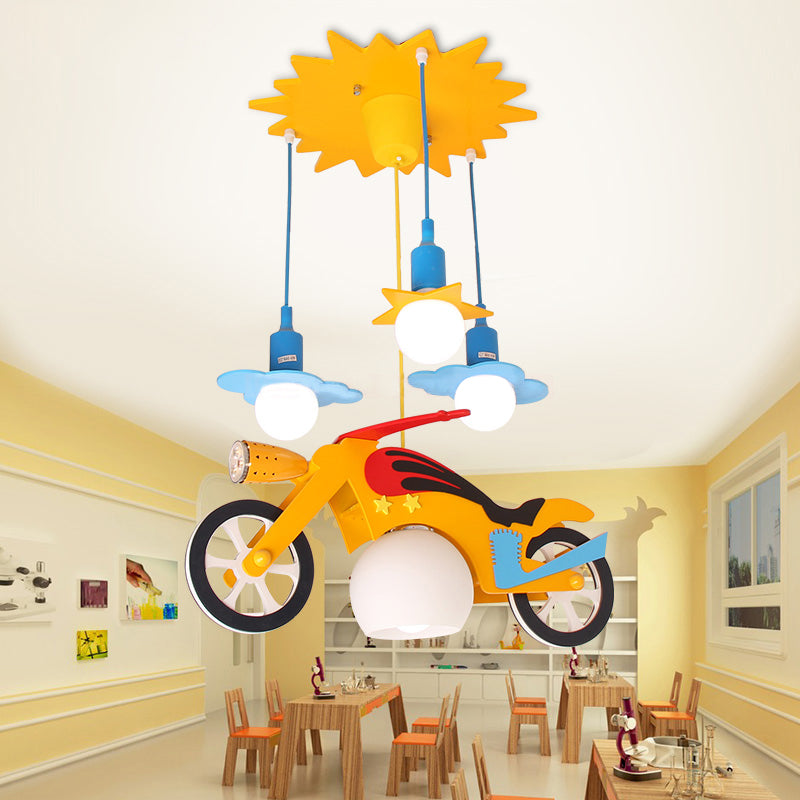 Child Bedroom Motor Pendant Light Cartoon Cute Hanging Light in Yellow for Game Room Clearhalo 'Ceiling Lights' 'Pendant Lights' 'Pendants' Lighting' 189120