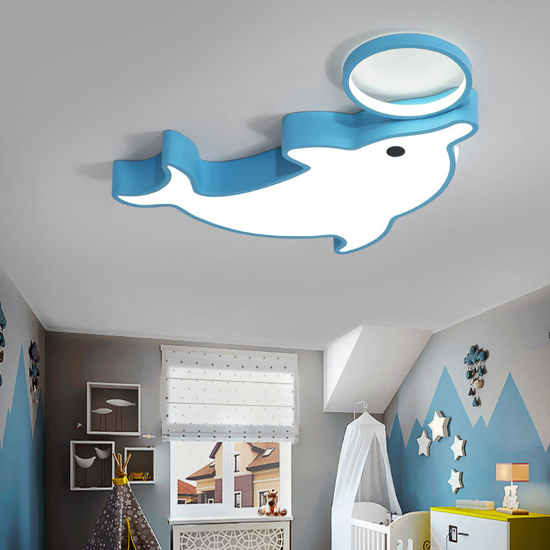 Baby Bedroom Performing Flush Mount Light Acrylic Modern Ceiling Lamp in Blue Finish Blue Clearhalo 'Ceiling Lights' 'Close To Ceiling Lights' 'Close to ceiling' 'Flush mount' Lighting' 189125