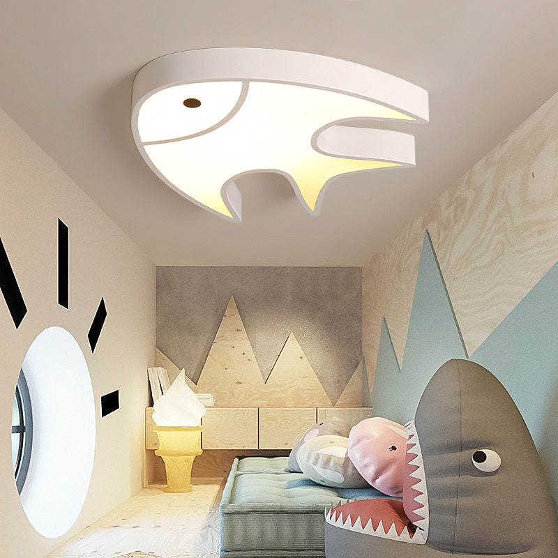 Kids Fish Shaped Ceiling Light Metal & Acrylic Flushmount Light in White for Kindergarten White Clearhalo 'Ceiling Lights' 'Close To Ceiling Lights' 'Close to ceiling' 'Flush mount' Lighting' 189137