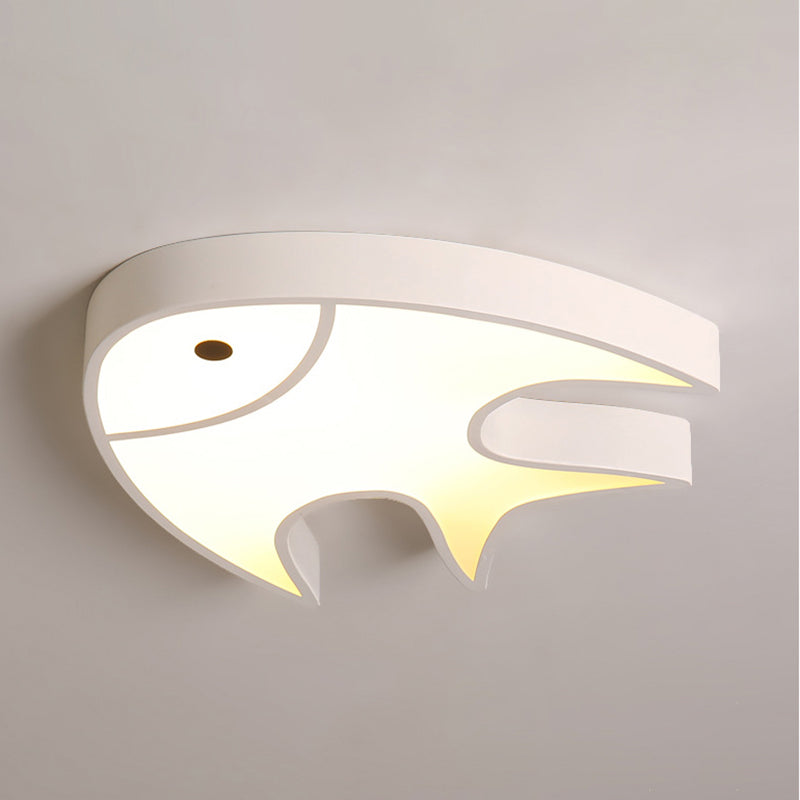 Kids Fish Shaped Ceiling Light Metal & Acrylic Flushmount Light in White for Kindergarten Clearhalo 'Ceiling Lights' 'Close To Ceiling Lights' 'Close to ceiling' 'Flush mount' Lighting' 189138