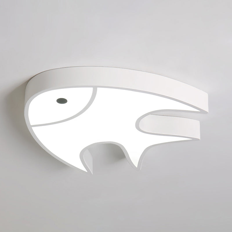 Kids Fish Shaped Ceiling Light Metal & Acrylic Flushmount Light in White for Kindergarten Clearhalo 'Ceiling Lights' 'Close To Ceiling Lights' 'Close to ceiling' 'Flush mount' Lighting' 189139