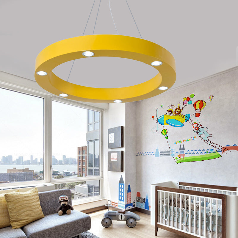 Game Room Ring Hanging Light Metal Modern Lovely LED Ceiling Pendant Clearhalo 'Ceiling Lights' 'Pendant Lights' 'Pendants' Lighting' 189142