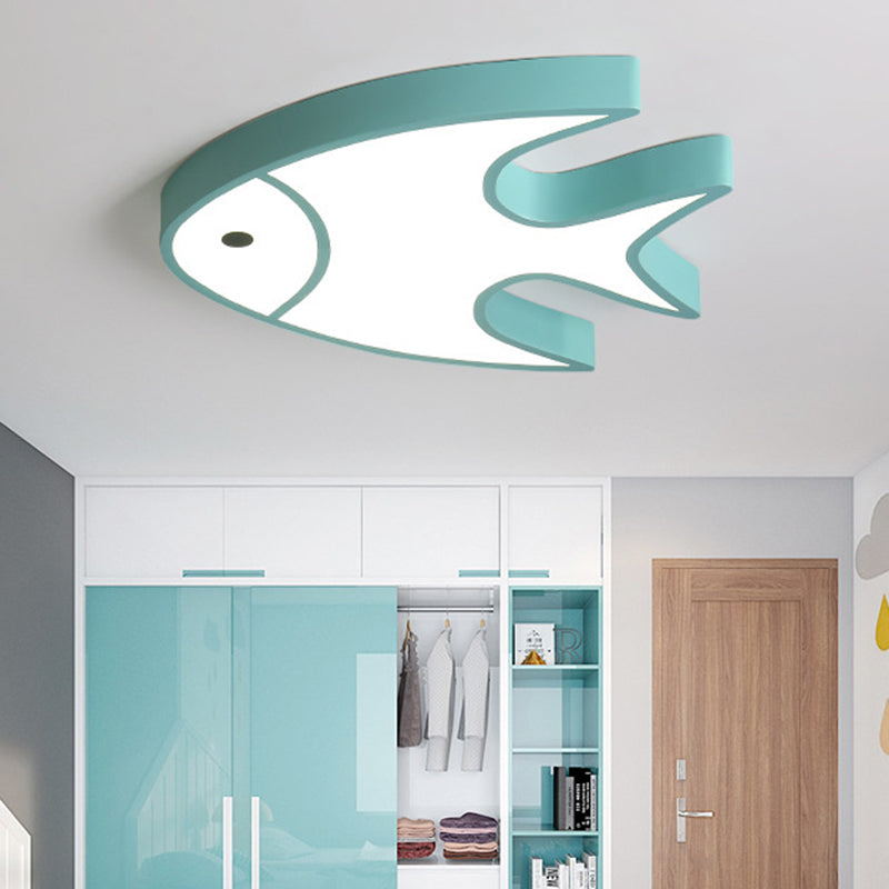 Contemporary Fish Ceiling Light Metal Acrylic Green Flush Mount Light for Nursing Room Blue White Clearhalo 'Ceiling Lights' 'Close To Ceiling Lights' 'Close to ceiling' 'Flush mount' Lighting' 189148