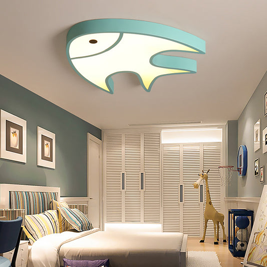 Contemporary Fish Ceiling Light Metal Acrylic Green Flush Mount Light for Nursing Room Blue Warm Clearhalo 'Ceiling Lights' 'Close To Ceiling Lights' 'Close to ceiling' 'Flush mount' Lighting' 189149