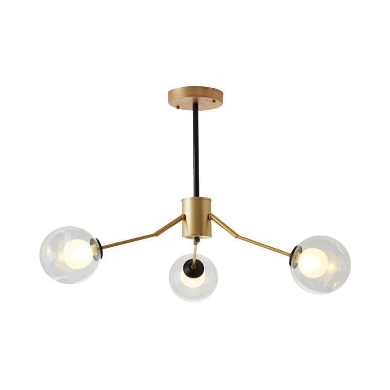 Contemporary Twig Shaped Chandelier with Orb Shade 3/6/8/10 Heads Metallic Pendant Light for Dining Room Clearhalo 'Ceiling Lights' 'Chandeliers' 'Modern Chandeliers' 'Modern' Lighting' 189153