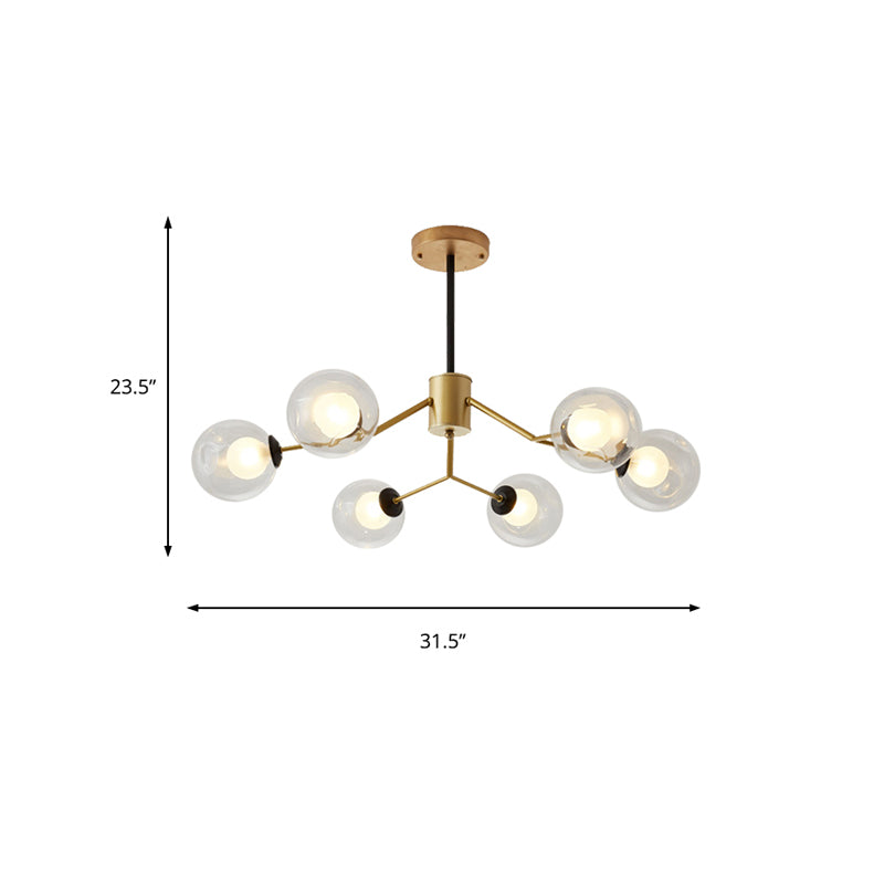 Contemporary Twig Shaped Chandelier with Orb Shade 3/6/8/10 Heads Metallic Pendant Light for Dining Room Clearhalo 'Ceiling Lights' 'Chandeliers' 'Modern Chandeliers' 'Modern' Lighting' 189157