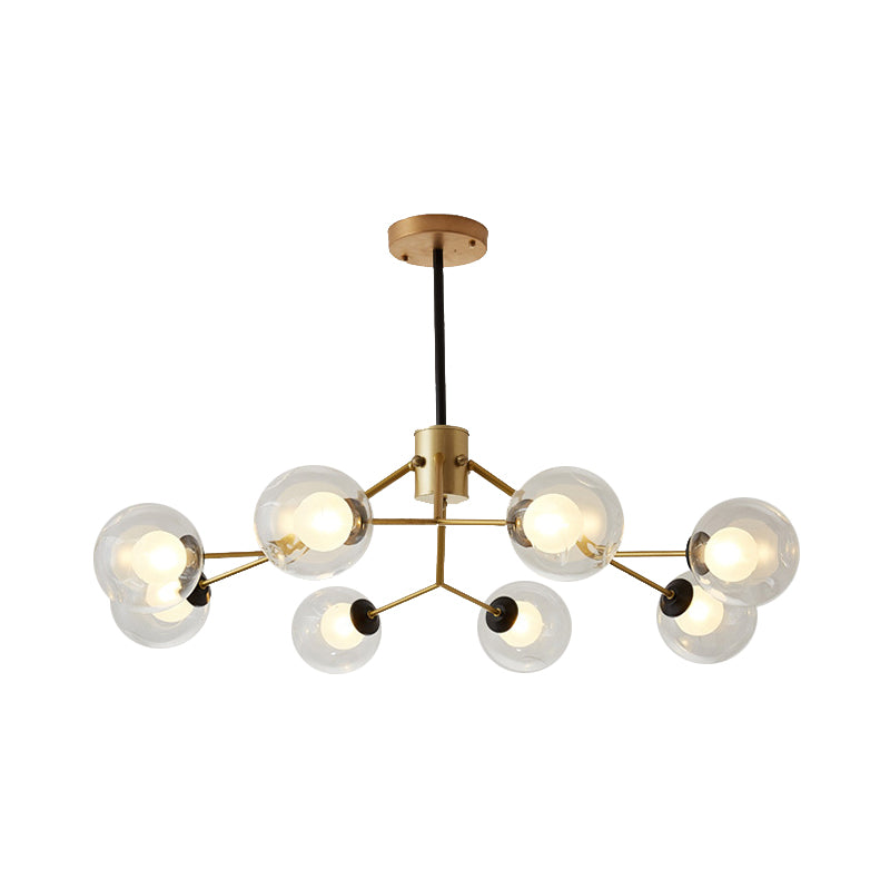 Contemporary Twig Shaped Chandelier with Orb Shade 3/6/8/10 Heads Metallic Pendant Light for Dining Room Clearhalo 'Ceiling Lights' 'Chandeliers' 'Modern Chandeliers' 'Modern' Lighting' 189159