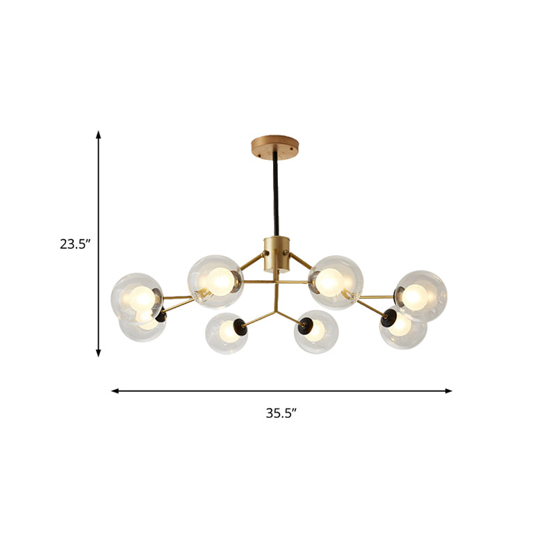 Contemporary Twig Shaped Chandelier with Orb Shade 3/6/8/10 Heads Metallic Pendant Light for Dining Room Clearhalo 'Ceiling Lights' 'Chandeliers' 'Modern Chandeliers' 'Modern' Lighting' 189160