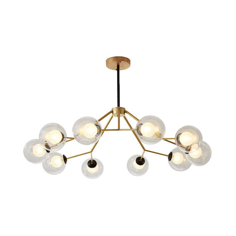 Contemporary Twig Shaped Chandelier with Orb Shade 3/6/8/10 Heads Metallic Pendant Light for Dining Room Clearhalo 'Ceiling Lights' 'Chandeliers' 'Modern Chandeliers' 'Modern' Lighting' 189163