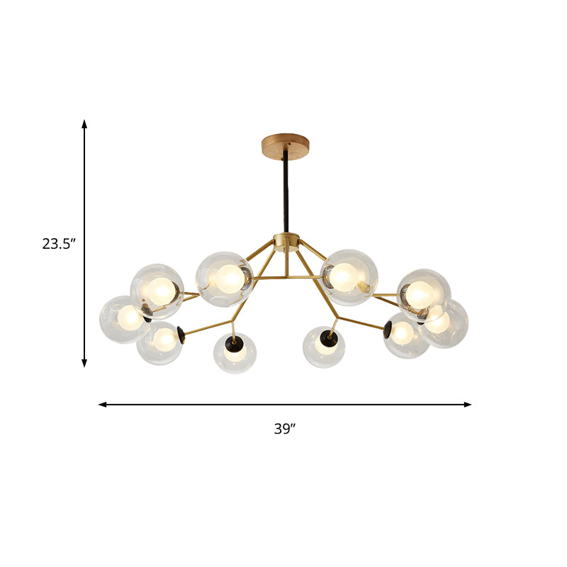 Contemporary Twig Shaped Chandelier with Orb Shade 3/6/8/10 Heads Metallic Pendant Light for Dining Room Clearhalo 'Ceiling Lights' 'Chandeliers' 'Modern Chandeliers' 'Modern' Lighting' 189164