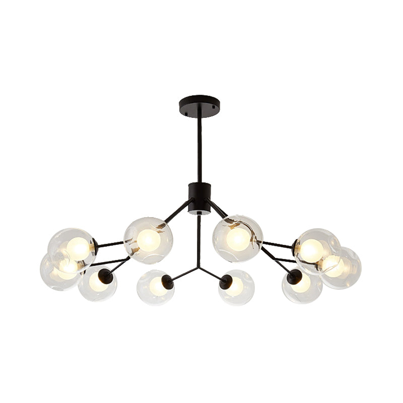 Contemporary Twig Shaped Chandelier with Orb Shade 3/6/8/10 Heads Metallic Pendant Light for Dining Room Clearhalo 'Ceiling Lights' 'Chandeliers' 'Modern Chandeliers' 'Modern' Lighting' 189167