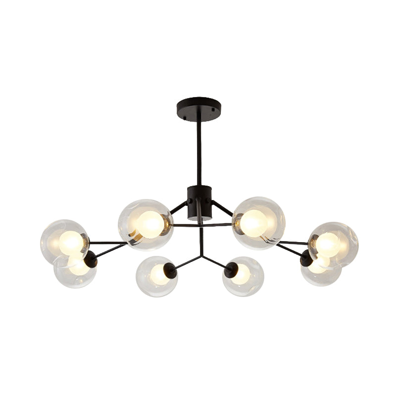 Contemporary Twig Shaped Chandelier with Orb Shade 3/6/8/10 Heads Metallic Pendant Light for Dining Room Clearhalo 'Ceiling Lights' 'Chandeliers' 'Modern Chandeliers' 'Modern' Lighting' 189169