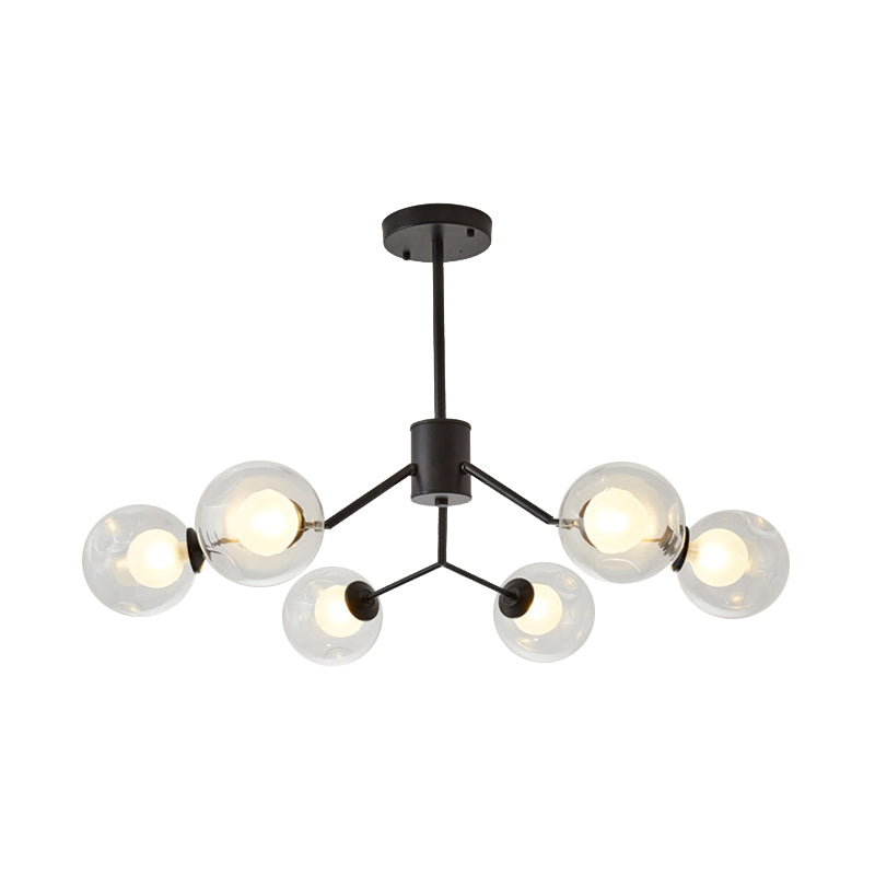 Contemporary Twig Shaped Chandelier with Orb Shade 3/6/8/10 Heads Metallic Pendant Light for Dining Room Clearhalo 'Ceiling Lights' 'Chandeliers' 'Modern Chandeliers' 'Modern' Lighting' 189171