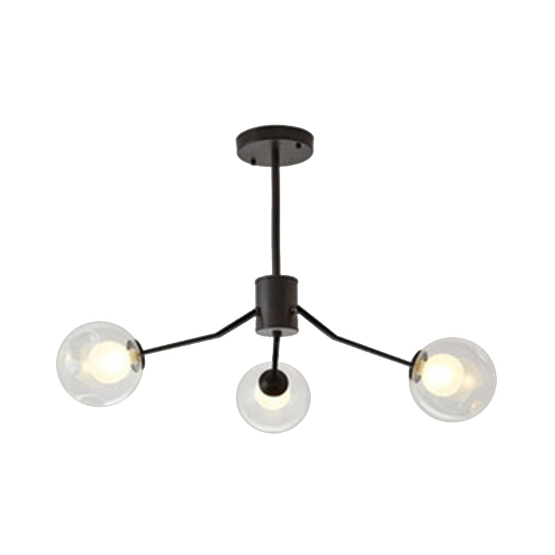 Contemporary Twig Shaped Chandelier with Orb Shade 3/6/8/10 Heads Metallic Pendant Light for Dining Room Clearhalo 'Ceiling Lights' 'Chandeliers' 'Modern Chandeliers' 'Modern' Lighting' 189173