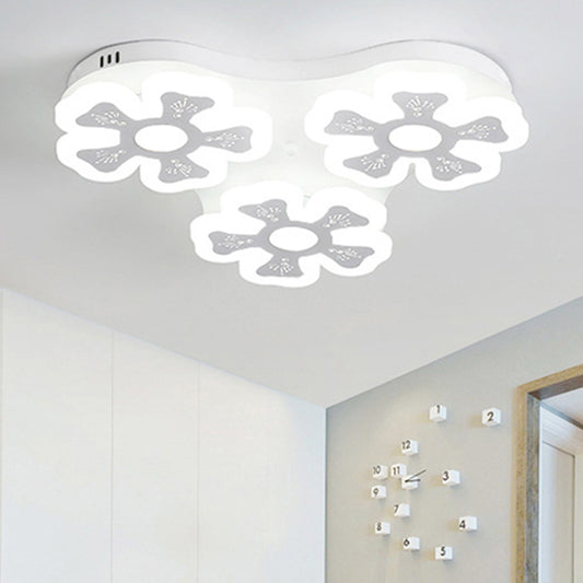 White Floral Ceiling Lamp Modern Style Acrylic Flush Ceiling Light for Study Room Corridor Clearhalo 'Ceiling Lights' 'Close To Ceiling Lights' 'Close to ceiling' 'Flush mount' Lighting' 189193