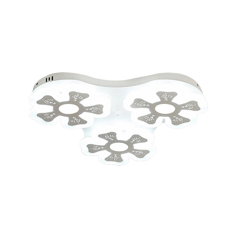 White Floral Ceiling Lamp Modern Style Acrylic Flush Ceiling Light for Study Room Corridor Clearhalo 'Ceiling Lights' 'Close To Ceiling Lights' 'Close to ceiling' 'Flush mount' Lighting' 189194