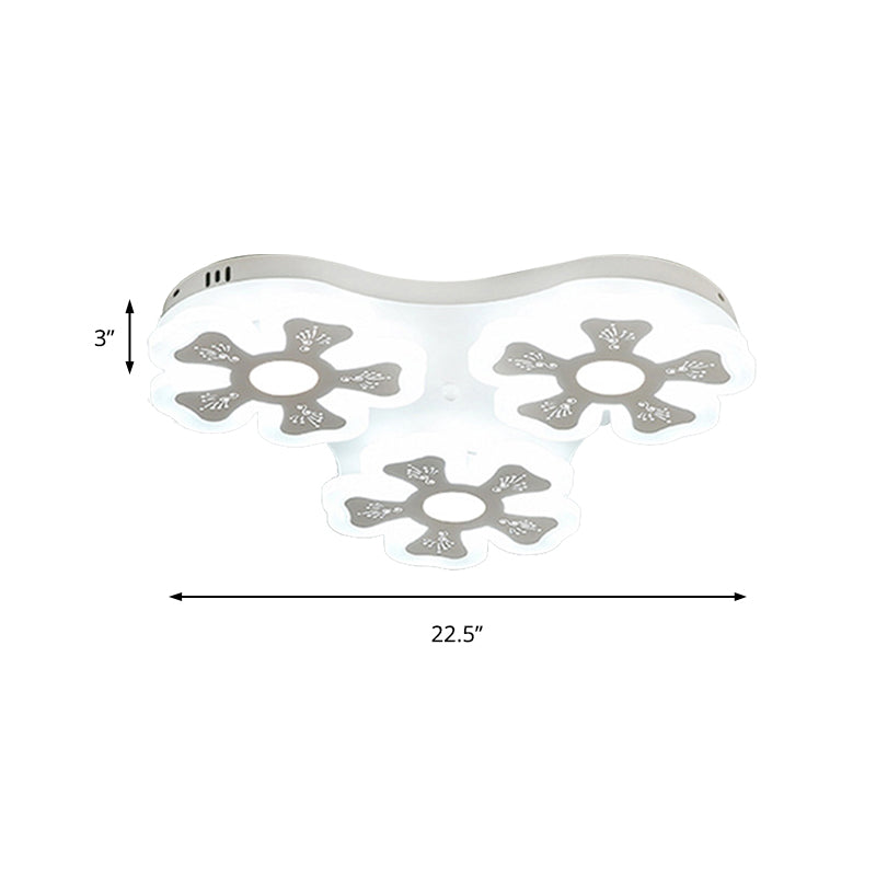 White Floral Ceiling Lamp Modern Style Acrylic Flush Ceiling Light for Study Room Corridor Clearhalo 'Ceiling Lights' 'Close To Ceiling Lights' 'Close to ceiling' 'Flush mount' Lighting' 189195