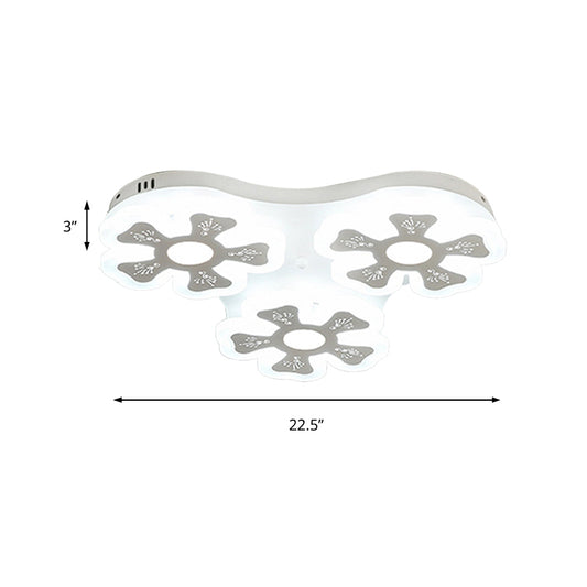 White Floral Ceiling Lamp Modern Style Acrylic Flush Ceiling Light for Study Room Corridor Clearhalo 'Ceiling Lights' 'Close To Ceiling Lights' 'Close to ceiling' 'Flush mount' Lighting' 189195