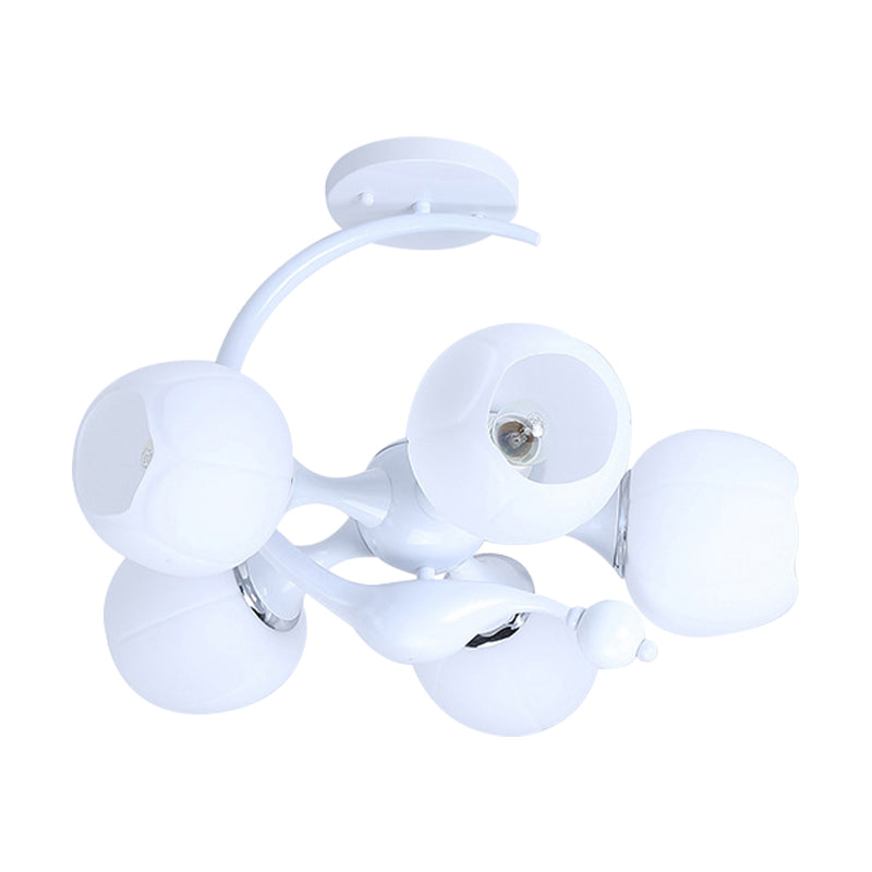 5 Bulbs Spherical Shade Chandelier Contemporary Metal Pendant Light in White for Office Clearhalo 'Ceiling Lights' 'Chandeliers' Lighting' options 189208