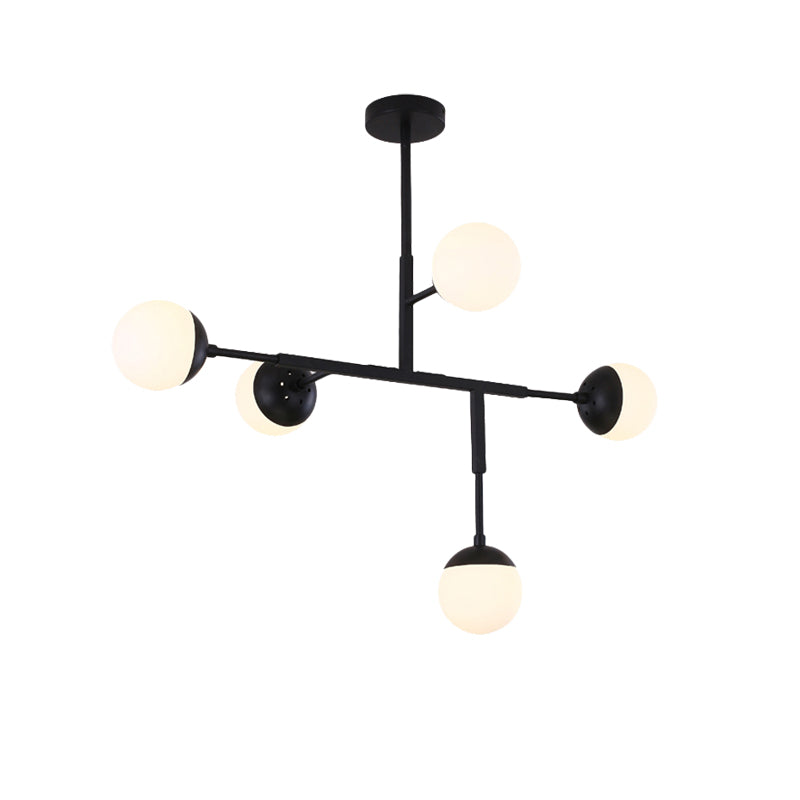 5 Lights Orb Shaped Chandelier Contemporary Metal Ceiling Pendant Light for Study Room Clearhalo 'Ceiling Lights' 'Chandeliers' 'Modern Chandeliers' 'Modern' Lighting' 189212