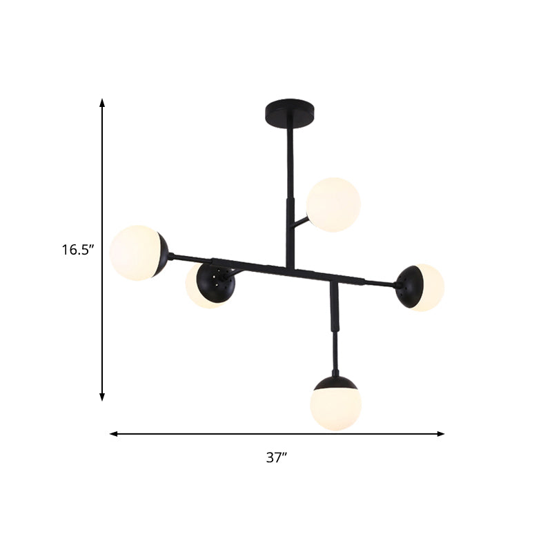 5 Lights Orb Shaped Chandelier Contemporary Metal Ceiling Pendant Light for Study Room Clearhalo 'Ceiling Lights' 'Chandeliers' 'Modern Chandeliers' 'Modern' Lighting' 189213