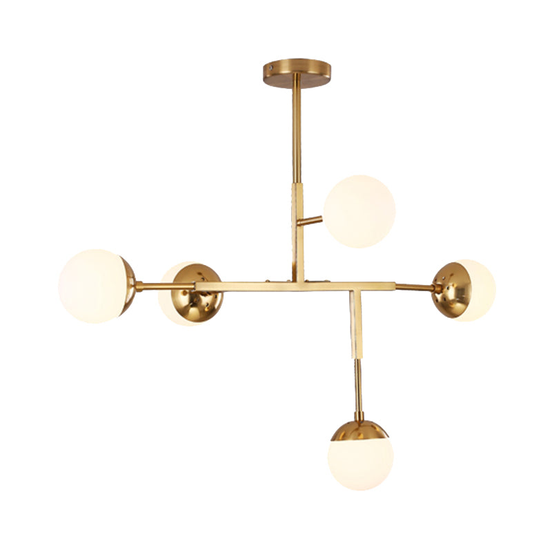 5 Lights Orb Shaped Chandelier Contemporary Metal Ceiling Pendant Light for Study Room Clearhalo 'Ceiling Lights' 'Chandeliers' 'Modern Chandeliers' 'Modern' Lighting' 189215