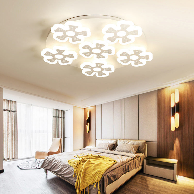 Flower Shape Ceiling Mount Light Modern Style Acrylic Ceiling Fixture in White for Living Room White Clearhalo 'Ceiling Lights' 'Close To Ceiling Lights' 'Close to ceiling' 'Flush mount' Lighting' 189217