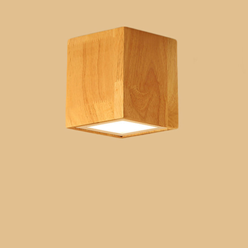 Cylinder Corridor Office Ceiling Mount Light Wood Asian Style Ceiling Lamp in Beige Wood 4" Clearhalo 'Ceiling Lights' 'Close To Ceiling Lights' 'Close to ceiling' 'Flush mount' Lighting' 189263