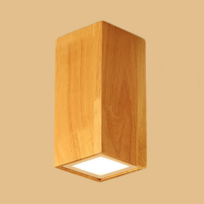 Cylinder Corridor Office Ceiling Mount Light Wood Asian Style Ceiling Lamp in Beige Wood 8" Clearhalo 'Ceiling Lights' 'Close To Ceiling Lights' 'Close to ceiling' 'Flush mount' Lighting' 189269