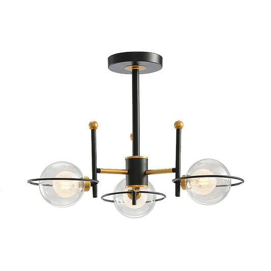 Contemporary Sphere Shade Chandelier with Ring Clear Glass Metal Suspension Light for Dining Room Clearhalo 'Ceiling Lights' 'Chandeliers' 'Modern Chandeliers' 'Modern' Lighting' 189274
