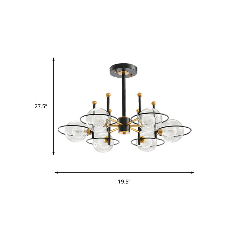 Contemporary Sphere Shade Chandelier with Ring Clear Glass Metal Suspension Light for Dining Room Clearhalo 'Ceiling Lights' 'Chandeliers' 'Modern Chandeliers' 'Modern' Lighting' 189280