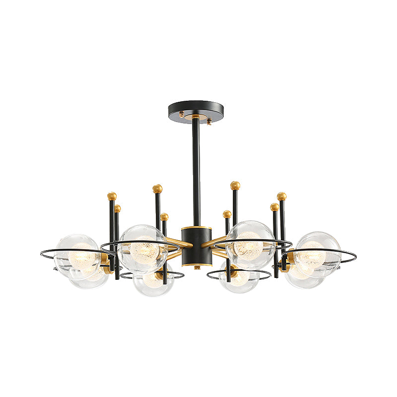 Contemporary Sphere Shade Chandelier with Ring Clear Glass Metal Suspension Light for Dining Room Clearhalo 'Ceiling Lights' 'Chandeliers' 'Modern Chandeliers' 'Modern' Lighting' 189282