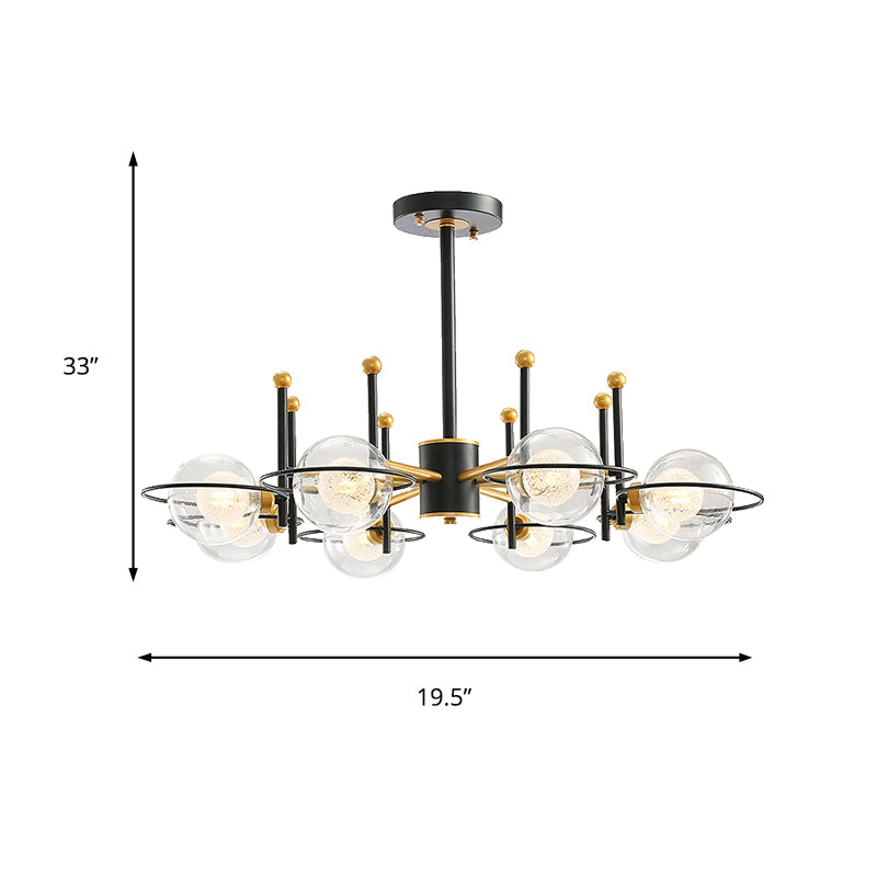 Contemporary Sphere Shade Chandelier with Ring Clear Glass Metal Suspension Light for Dining Room Clearhalo 'Ceiling Lights' 'Chandeliers' 'Modern Chandeliers' 'Modern' Lighting' 189283