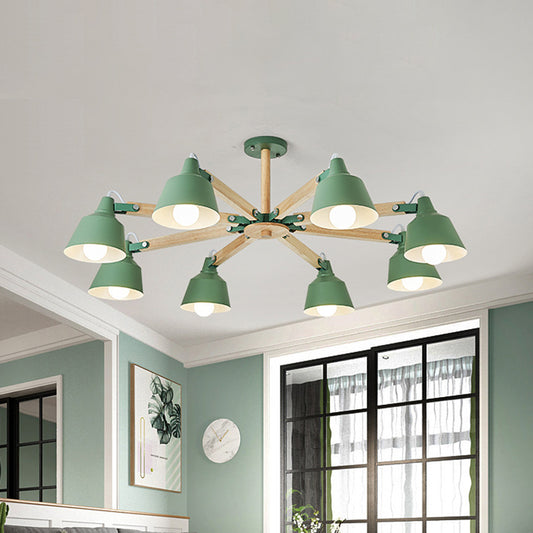 Metal Bucket Shade Chandelier Multi-Head Macaron Hanging Light for Kindergarten Clearhalo 'Ceiling Lights' 'Chandeliers' Lighting' options 189284