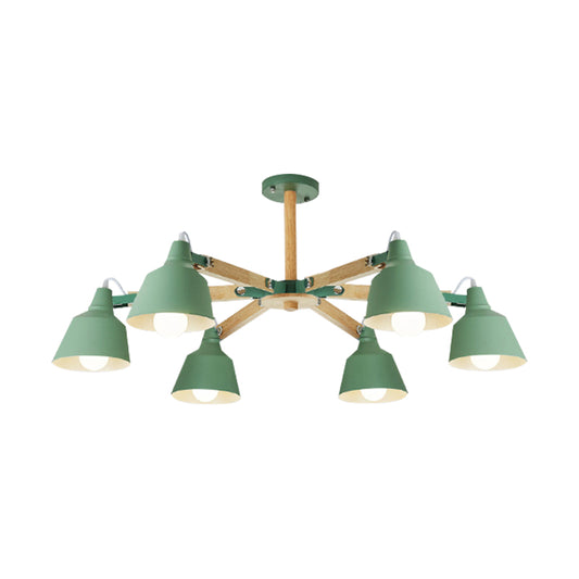 Metal Bucket Shade Chandelier Multi-Head Macaron Hanging Light for Kindergarten Clearhalo 'Ceiling Lights' 'Chandeliers' Lighting' options 189293